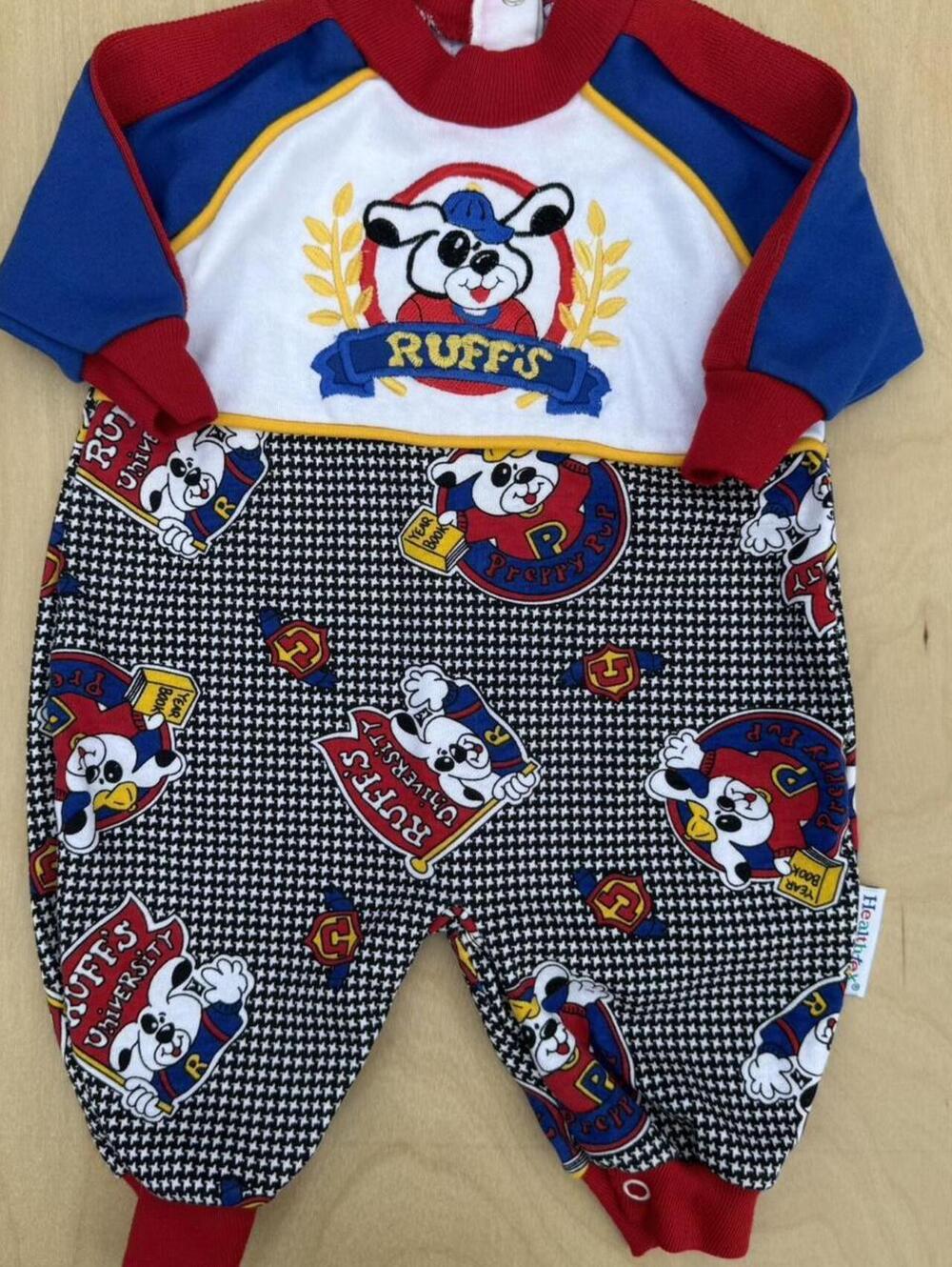 Healthtex Ruffs University baby romper color block